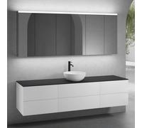 neoro n50 Ensemble de meubles l: 200 cm, 6 tiroirs, vasque Ø 45 cm blanc mat, avec armoire de toilette,, BN0106WM+BN0422BWM+2#BN0421BWM+BN0406BM+2#BN0474MI,