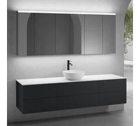 neoro n50 Ensemble de meubles l: 200 cm, 6 tiroirs, vasque Ø 45 cm blanc mat, avec armoire de toilette,, BN0106WM+BN0422BBM+2#BN0421BBM+BN0406WH+2#BN0474MI,