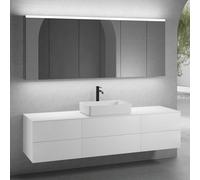 neoro n50 Ensemble de meubles l : 200 cm, 6 tiroirs, vasque l : 58 cm blanc mat, avec armoire de toilette,, BN0065WM+BN0422WM+2#BN0421WM+BN0406WM+2#BN0474MI,