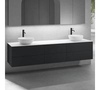 neoro n50 Ensemble de meubles l : 220 cm, 6 tiroirs, 2 lavabos Ø 40 cm blanc mat,, 2#BN0064WM+2#BN0422BM+BN0421BM+BN0415WH,