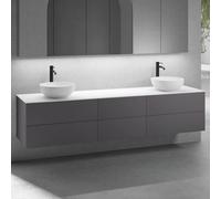 neoro n50 Ensemble de meubles l : 220 cm, 6 tiroirs, 2 lavabos Ø 40 cm blanc mat,, 2#BN0064WM+2#BN0422GR+BN0421GR+BN0415WH,