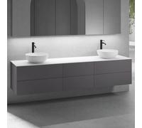 neoro n50 Ensemble de meubles l : 220 cm, 6 tiroirs, 2 lavabos Ø 40 cm blanc mat,, 2#BN0064WM+2#BN0422GR+BN0421GR+BN0415WM,