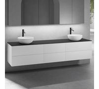 neoro n50 Ensemble de meubles l : 220 cm, 6 tiroirs, 2 lavabos Ø 40 cm blanc mat,, 2#BN0064WM+2#BN0422WM+BN0421WM+BN0415BM,