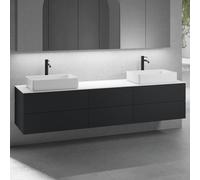 neoro n50 Ensemble de meubles l : 220 cm, 6 tiroirs, 2 lavabos l : 58 cm blanc mat,, 2#BN0065WM+2#BN0422BM+BN0421BM+BN0415WH,
