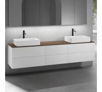 neoro n50 Ensemble de meubles l : 220 cm, 6 tiroirs, 2 lavabos l : 58 cm blanc mat,, 2#BN0065WM+2#BN0422WM+BN0421WM+BN0415WL,
