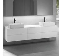 neoro n50 Ensemble de meubles l : 220 cm, 6 tiroirs, 2 lavabos l : 58 cm blanc mat,, 2#BN0065WM+2#BN0422WM+BN0421WM+BN0415WH,