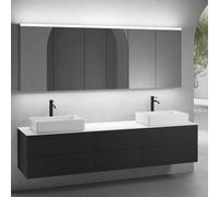 neoro n50 Ensemble de meubles l : 220 cm, 6 tiroirs, 2 vasques l : 58 cm blanc mat, avec armoire de toilette,, 2#BN0065WM+2#BN0422BM+BN0421BM+BN0415WH+2#BN0473MI+BN0472MI,