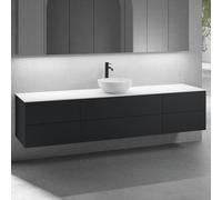 neoro n50 Ensemble de meubles l : 220 cm, 6 tiroirs, lavabo Ø 40 cm blanc mat,, BN0064WM+2#BN0421BM+BN0423BM+BN0415WM,