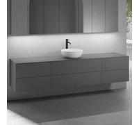 neoro n50 Ensemble de meubles l : 220 cm, 6 tiroirs, lavabo Ø 45 cm blanc mat,, BN0106WM+2#BN0421GR+BN0423GR+BN0415GR,