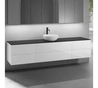 neoro n50 Ensemble de meubles l : 220 cm, 6 tiroirs, lavabo Ø 45 cm blanc mat,, BN0106WM+2#BN0421WH+BN0423WH+BN0415BM,