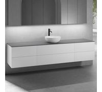 neoro n50 Ensemble de meubles l : 220 cm, 6 tiroirs, lavabo Ø 45 cm blanc mat,, BN0106WM+2#BN0421WM+BN0423WM+BN0415GR,