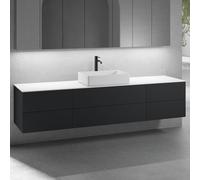 neoro n50 Ensemble de meubles l : 220 cm, 6 tiroirs, lavabo l : 58 cm blanc mat,, BN0065WM+2#BN0421BM+BN0423BM+BN0415WM,