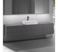 neoro n50 Ensemble de meubles l : 220 cm, 6 tiroirs, lavabo l : 58 cm blanc mat,, BN0065WM+2#BN0421GR+BN0423GR+BN0415GR,