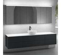 neoro n50 Ensemble de meubles l: 220 cm, 6 tiroirs, vasque Ø 40 cm blanc mat, avec armoire de toilette,, BN0064WM+2#BN0421BBM+BN0423BBM+BN0415WM+2#BN0472MI+BN0474MI,
