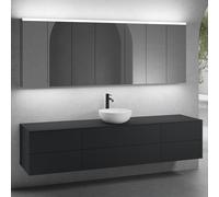 neoro n50 Ensemble de meubles l: 220 cm, 6 tiroirs, vasque Ø 40 cm blanc mat, avec armoire de toilette,, BN0064WM+2#BN0421BBM+BN0423BBM+BN0415BM+2#BN0472MI+BN0474MI,