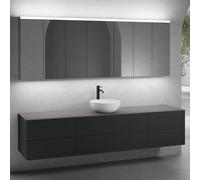 neoro n50 Ensemble de meubles l : 220 cm, 6 tiroirs, vasque Ø 40 cm blanc mat, avec armoire de toilette,, BN0064WM+2#BN0421BM+BN0423BM+BN0415GR+2#BN0472MI+BN0474MI,