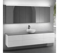 neoro n50 Ensemble de meubles l : 220 cm, 6 tiroirs, vasque Ø 40 cm blanc mat, avec armoire de toilette,, BN0064WM+2#BN0421WH+BN0423WH+BN0415GR+2#BN0472MI+BN0474MI,