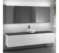 neoro n50 Ensemble de meubles l: 220 cm, 6 tiroirs, vasque Ø 45 cm blanc mat, avec armoire de toilette pour la Suisse,, BN0106WM+2#BN0421BWH+BN0423BWH+BN0415BM+2#BN0485MI+BN0487MI,