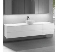 neoro n50 Ensemble de meubles l: 220 cm, 6 tiroirs, vasque Ø 45 cm blanc mat,, BN0106WM+2#BN0421BWH+BN0423BWH+BN0415WM,