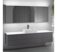 neoro n50 Ensemble de meubles l : 220 cm, 6 tiroirs, vasque l : 58 cm blanc mat, avec armoire de toilette,, BN0065WM+2#BN0421GR+BN0423GR+BN0415WM+2#BN0472MI+BN0474MI,