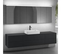 neoro n50 Ensemble de meubles l: 220 cm, 6 tiroirs, vasque l: 58 cm, blanc mat, avec armoire de toilette pour la Suisse,, BN0065WM+2#BN0421BBM+BN0423BBM+BN0415BM+2#BN0485MI+BN0487MI,