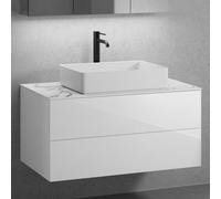 neoro n50 Meuble bas l: 100 cm, 2 tiroirs, vasque l: 58 cm, blanc mat,, BN0065WM+BN0423WH+BN0403C1,