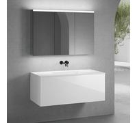 neoro n50 Meuble bas l: 120 cm, 1 tiroir, vasque blanche sans trou de robinetterie, avec armoire de toilette,, BN0101WH+BN0434WH+BN0475MI,