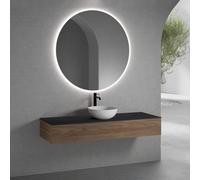 neoro n50 Meuble bas l : 160 cm, 1 tiroir, vasque Ø 40 cm blanc mat, avec miroir n30,, BN0064WM+BN0493WL+BN0405BM+BN0012MI,