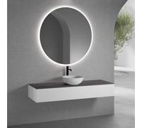 neoro n50 Meuble bas l : 160 cm, 1 tiroir, vasque Ø 40 cm blanc mat, avec miroir n30,, BN0064WM+BN0493WM+BN0405GR+BN0012MI,