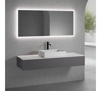 neoro n50 Meuble bas l : 160 cm, 1 tiroir, vasque l : 58 cm blanc mat, avec miroir n30,, BN0065WM+BN0493GR+BN0405WM+BN0007MI,
