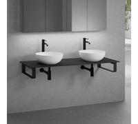 neoro n50 Plan de toilette avec deux vasque l: 140,5 H: 30 P: 51,5 cm, 2#BN0064WM+BN0408BM+BN0504BM+2#BN000005+BN000002,