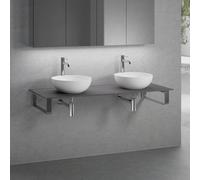 neoro n50 Plan de toilette avec deux vasque l: 140,5 H: 30 P: 51,5 cm, 2#BN0064WM+BN0408GR+BN0504BM+2#BN000003+BN000002,