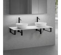 neoro n50 Plan de toilette avec deux vasque l: 140,5 H: 30 P: 51,5 cm, 2#BN0064WM+BN0408WH+BN0504WM+2#BN000005+BN000002,