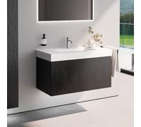 neoro n50 stripes Meuble bas l: 100 cm, 1 tiroir, chêne noir strié, vasque area, BN0488BBO+BN0154WM,