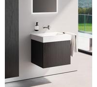 neoro n50 stripes Meuble bas l: 60 cm, 1 tiroir, chêne noir strié, vasque area, BN0486BBO+BN0157WM,