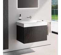 neoro n50 stripes Meuble bas l: 80 cm, 1 tiroir, chêne noir strié, vasque area, BN0487BBO+BN0158WM,