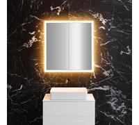 neoro n60 Armoire de toilette l: 80 cm, 2 portes, avec pourtour éclairé, BN0492MI,