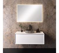 neoro n60 Meuble bas l: 100 cm, 1 tiroir, vasque n40 diamant Ø 40 cm fumé inspire, avec miroir éclairé n20,, BN0756WM+BN0749FT+BEA038MI,