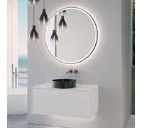 neoro n60 Meuble bas l: 100 cm, 1 tiroir, vasque noir brossé, avec miroir éclairé,, BN0734BB+BN0756WM+BN0023MI,