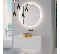 neoro n60 Meuble bas l: 100 cm, 1 tiroir, vasque or brossé, avec miroir éclairé,, BN0734BG+BN0756WM+BN0035MI,