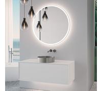 neoro n60 Meuble bas l: 120 cm, 1 tiroir, vasque acier inoxydable brossé, avec miroir éclairé,, BN0734BS+BN0757WM+BN0035MI,