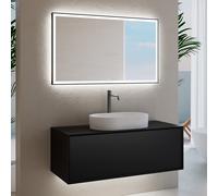neoro n60 Meuble bas l: 120 cm, 1 tiroir, vasque blanche mate, avec miroir éclairé,, BN0928WM+BN0757BM+BN0017MI,