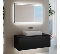 neoro n60 Meuble bas l: 120 cm, 1 tiroir, vasque blanche mate, avec miroir éclairé,, BN0938WM+BN0757BM+BN0017MI,