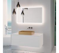 neoro n60 Meuble bas l: 120 cm, 1 tiroir, vasque l: 55 cm, or brossé, avec miroir éclairé,, BN0736BG+BN0757WM+BN0029MI,
