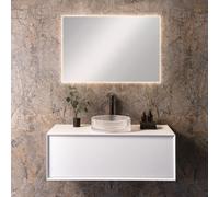 neoro n60 Meuble bas l: 120 cm, 1 tiroir, vasque n40 diamant Ø 40 cm transparente, avec miroir éclairé n20,, BN0757WM+BN0749GT+BEA038MI,