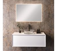 neoro n60 Meuble bas l: 120 cm, 1 tiroir, vasque n40 groove Ø 40 cm transparente, avec miroir éclairé n20,, BN0757WM+BN0750GT+BEA038MI,