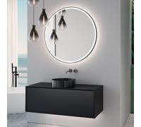 neoro n60 Meuble bas l: 120 cm, 1 tiroir, vasque noir brossé, avec miroir éclairé,, BN0734BB+BN0757BM+BN0023MI,