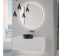 neoro n60 Meuble bas l: 120 cm, 1 tiroir, vasque noir brossé, avec miroir éclairé,, BN0734BB+BN0757WM+BN0023MI,