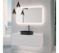 neoro n60 Meuble bas l: 120 cm, 1 tiroir, vasque noir brossé, avec miroir éclairé,, BN0737BB+BN0757WM+BN0029MI,