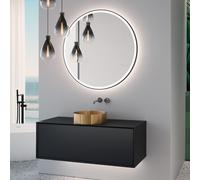 neoro n60 Meuble bas l: 120 cm, 1 tiroir, vasque or brossé, avec miroir éclairé,, BN0734BG+BN0757BM+BN0023MI,